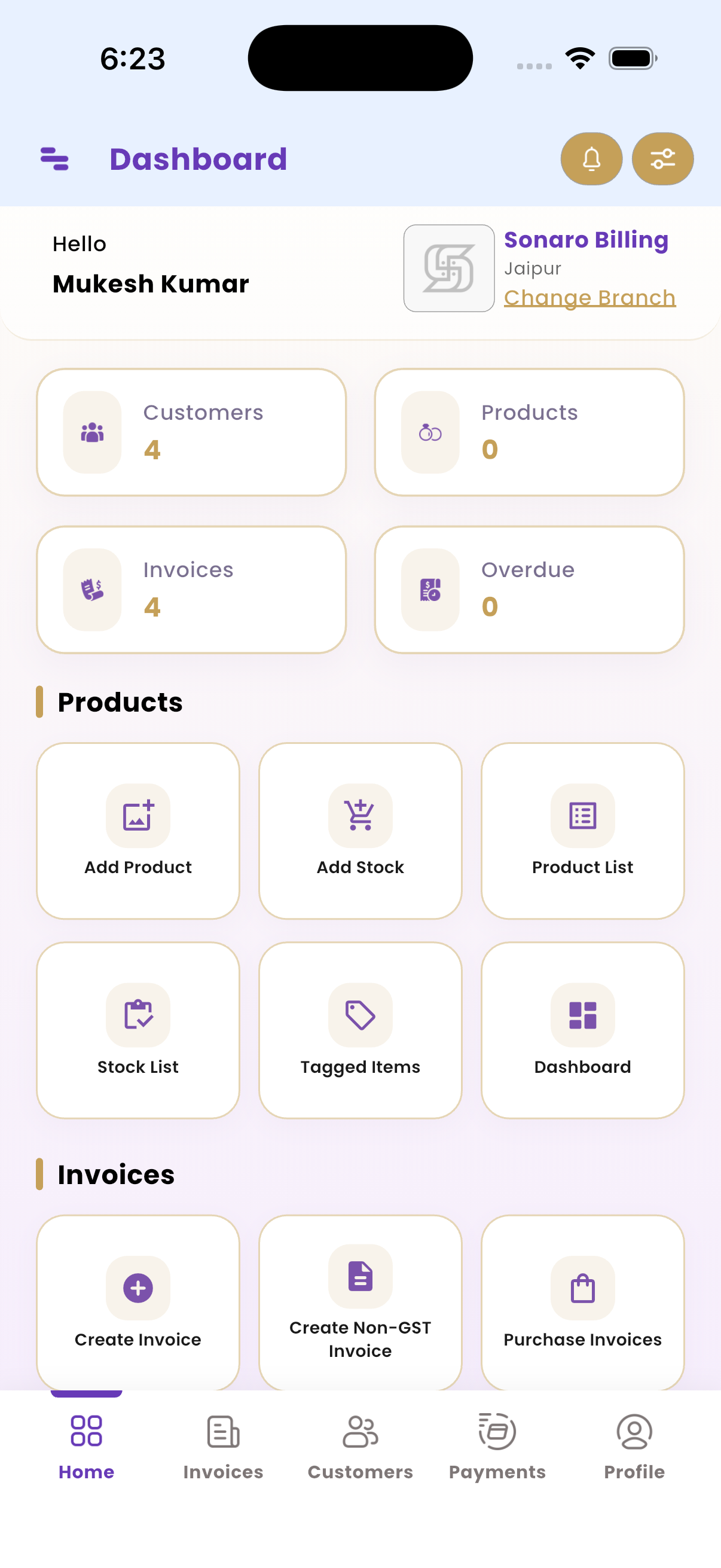 Sonaro App Dashboard
